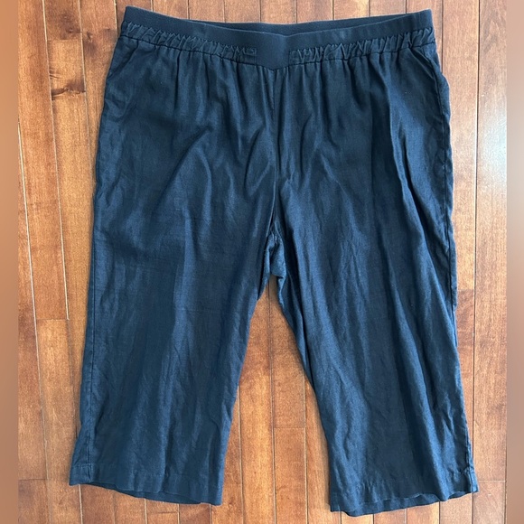 Ellen Tracy Women’s Navy Blue Linen Capris Pants Elastic Waistband Size 1X - Picture 1 of 9